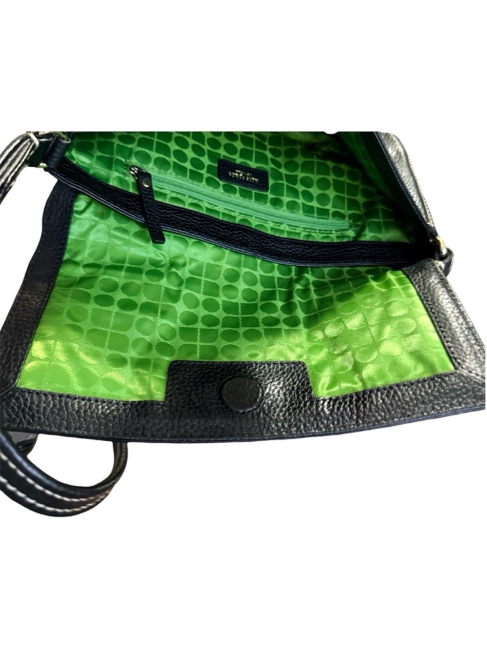 Kate Spade pebbled leather shoulder bag with white stitching and silver hardware - Picture 3 of 9